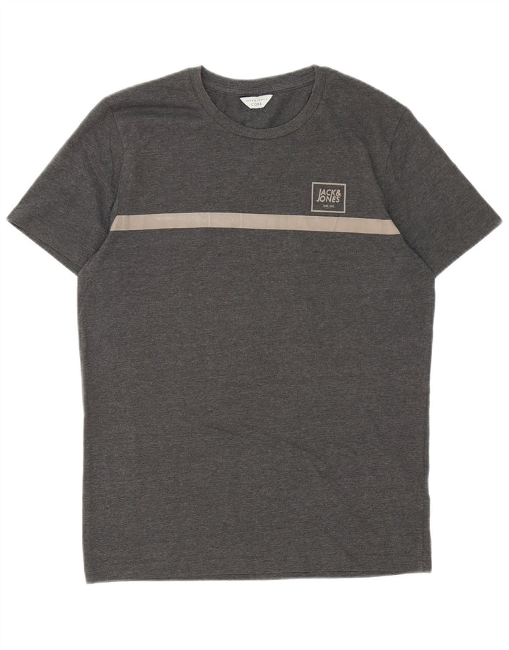 Jack & Jones Herren-T-Shirt-Oberteil, Größe S, Grau, Colourblock-Baumwolle