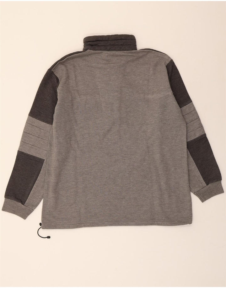 CAMPAGNOLO Mens Zip Neck Sweatshirt Jumper IT 50 Medium Grey Colourblock Vintage Campagnolo and Second-Hand Campagnolo from Messina Hembry 