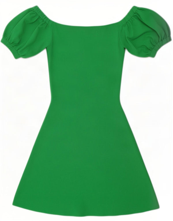 Schulterfreies Kleid für Damen von Zara, UK 12, mittelgrüne Viskose