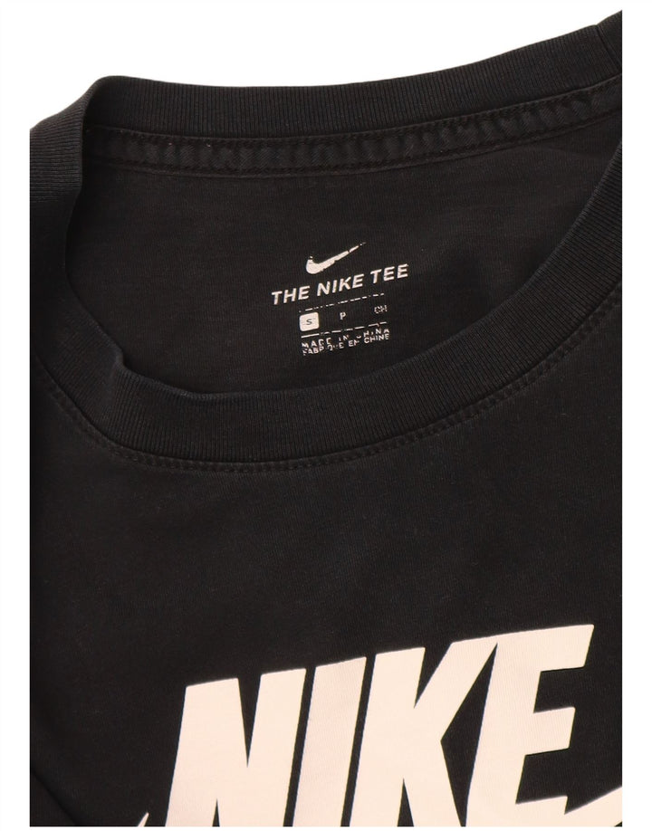 NIKE Damen Graphic Top Langarm UK 10 Small Schwarz