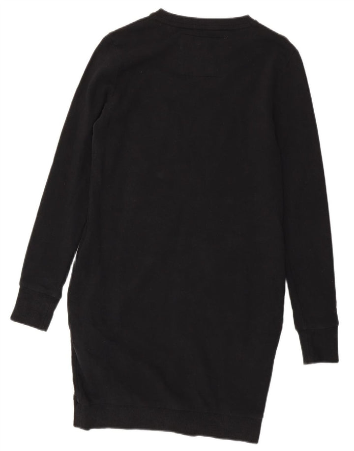 SUPERDRY Grafik-Sweatshirt-Pulloverkleid für Damen UK 12 Mittelschwarze Baumwolle
