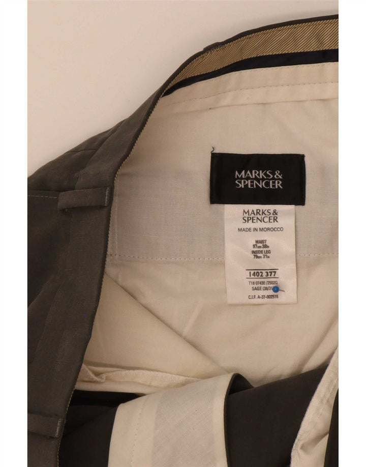 Marks & Spencer Herren-Anzughose mit Pegged-Anzug, W38 L31, graues Lyocell