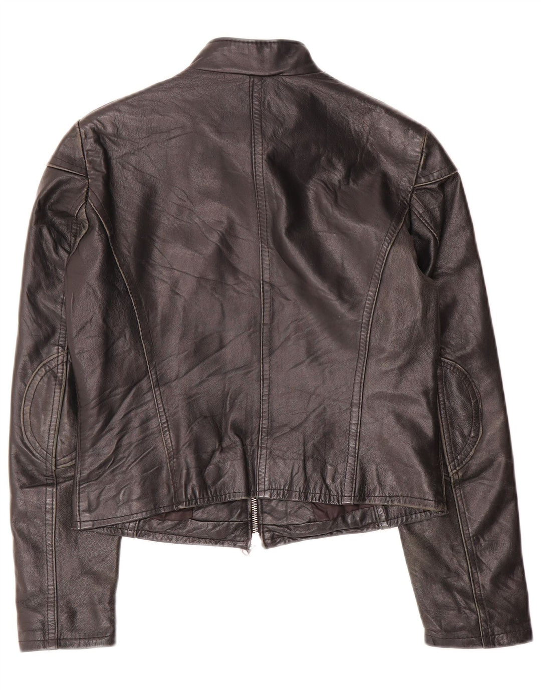 Vintage Damen Crop Leder Racer Jacke UK 10 Kleines schwarzes Leder