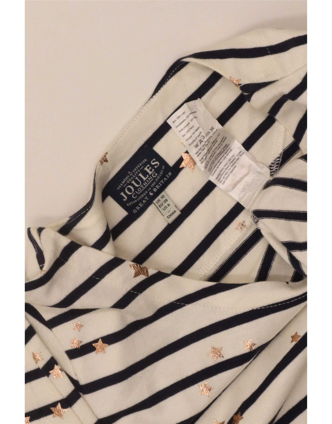 Joules Damen-Etuikleid mit abstraktem Muster, Gr. 10, klein, weiß gestreift