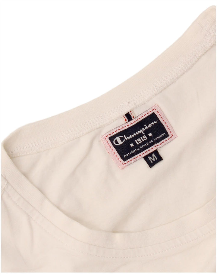 Champion Damen Grafik-T-Shirt-Oberteil UK 12 Medium Weiß
