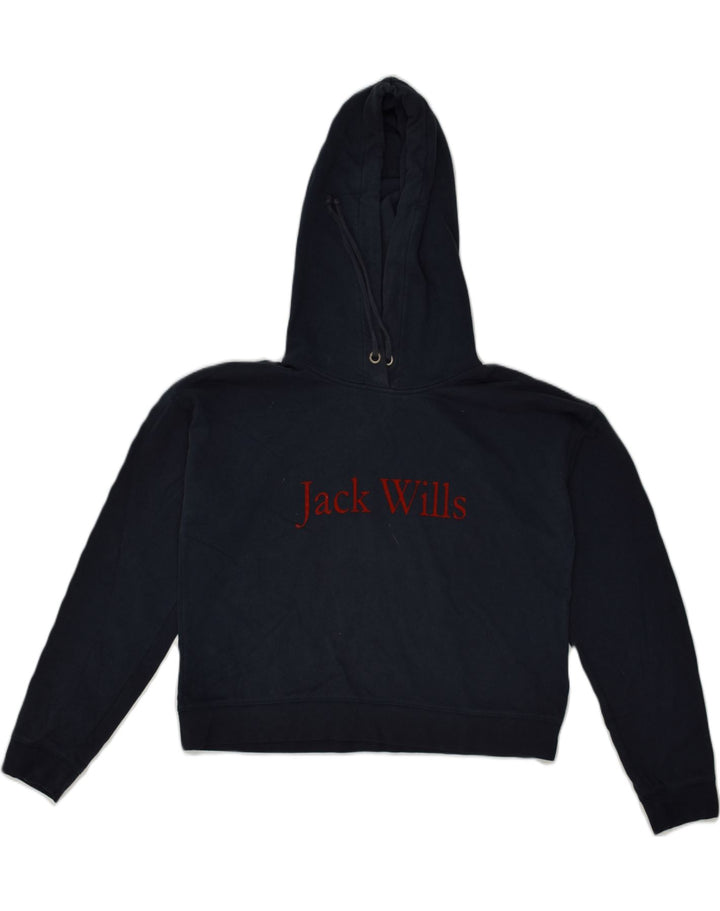JACK WILLS Womens Hoodie Jumper UK 12 Medium Navy Blue Cotton | Vintage Jack Wills | Thrift | Second-Hand Jack Wills | Used Clothing | Messina Hembry 