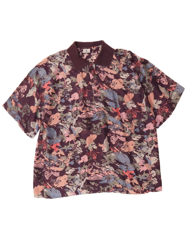 Vintage Herren Pullover Shirt IT 52 Große mehrfarbige Blumenseide