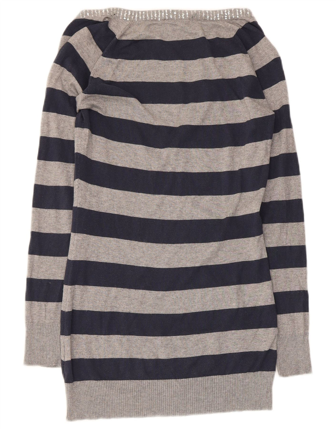 Max & Co. Damen-Pullover mit V-Ausschnitt, Gr. 10, Größe S, grau gestreift