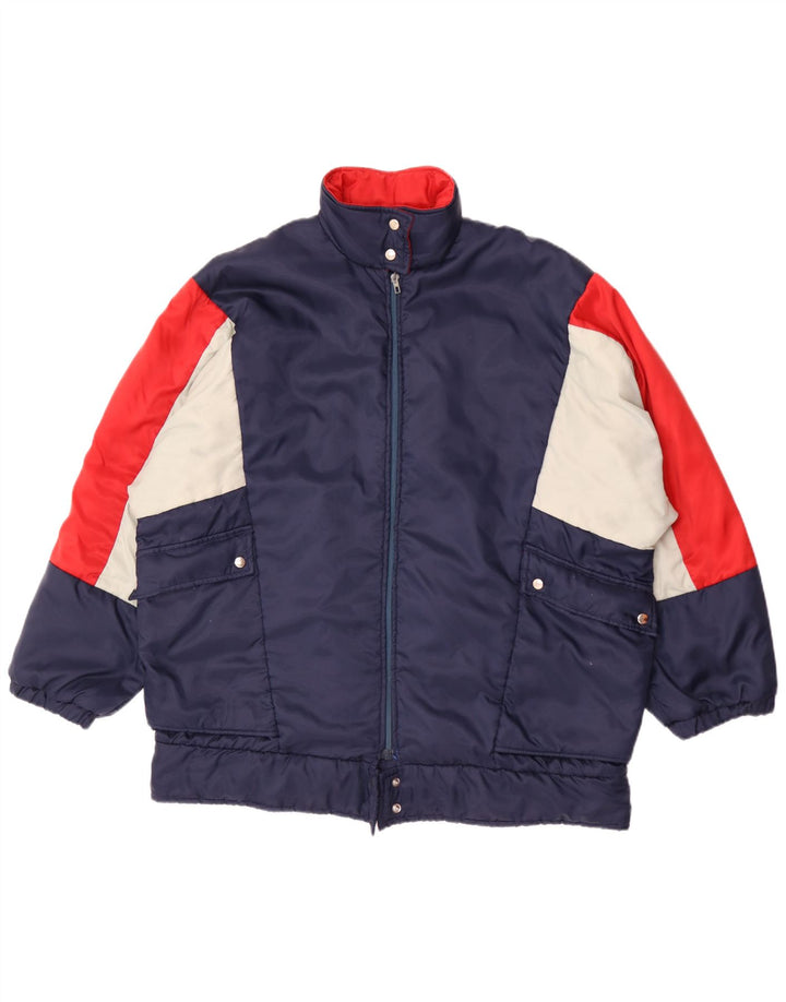Vintage Herren Trainingsanzug Top Jacke 2XL Marineblau Farbblock