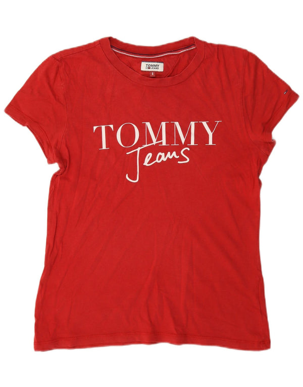 Tommy Hilfiger Damen-T-Shirt mit Grafik, UK 10, Größe S, Rot