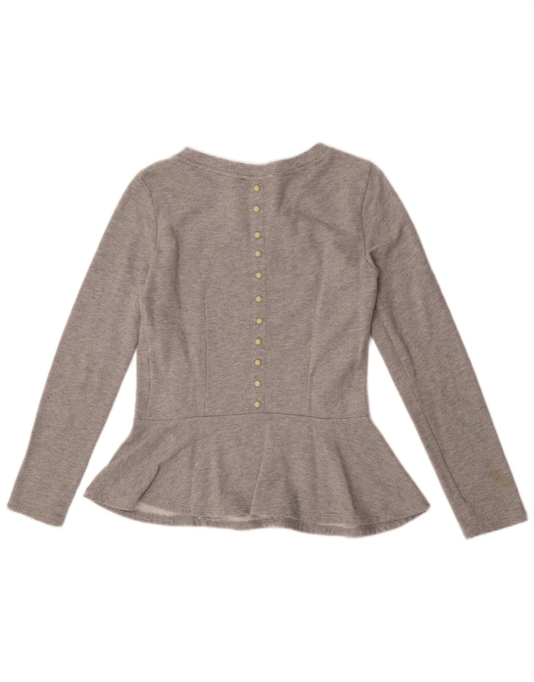 MET Damen Langarm-Blusenoberteil UK 10 Small Graue Baumwolle