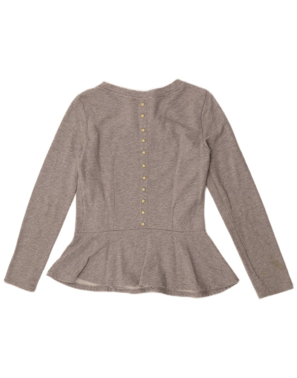 MET Damen Langarm-Blusenoberteil UK 10 Small Graue Baumwolle