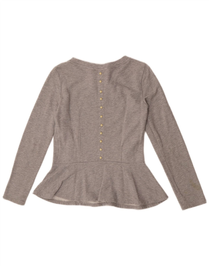 MET Damen Langarm-Blusenoberteil UK 10 Small Graue Baumwolle