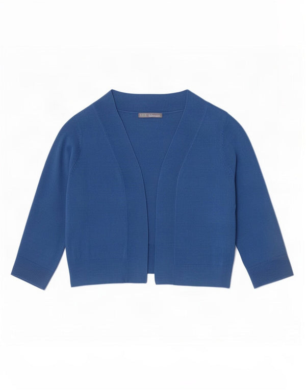 Marks & Spencer Womens Crop 3/4 Sleeve Open Bolero Jumper UK 14 Mittelblau