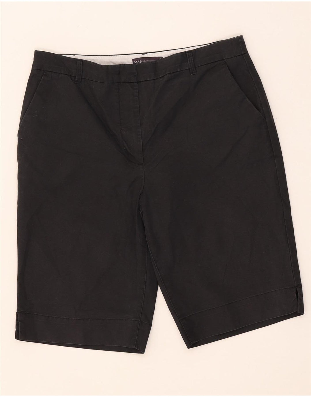 Marks & Spencer Damen Chinoshorts UK 12 Medium W32 Schwarze Baumwolle