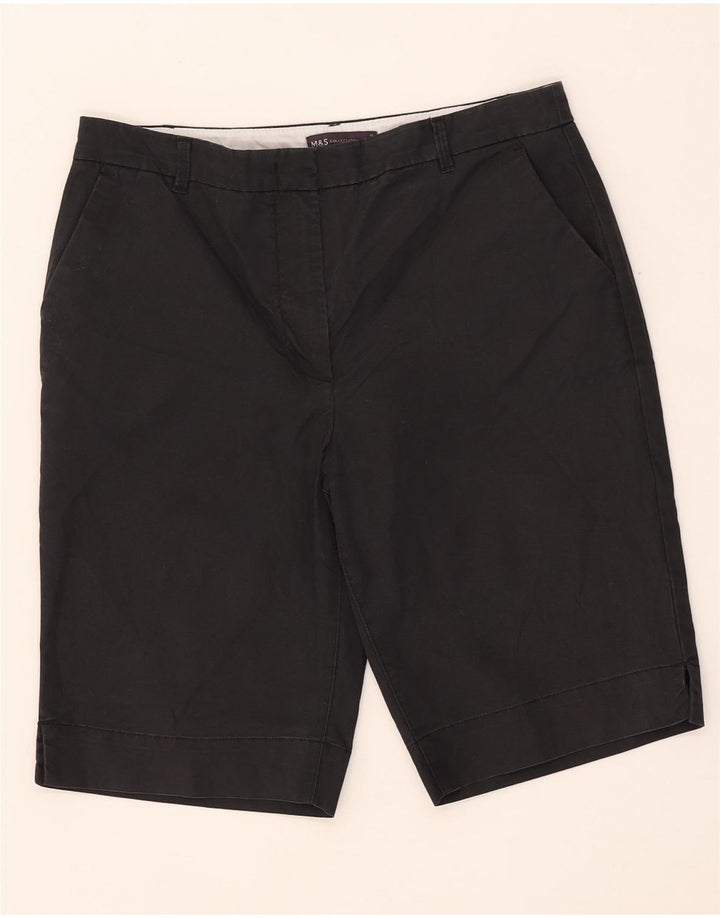 Marks & Spencer Damen Chinoshorts UK 12 Medium W32 Schwarze Baumwolle