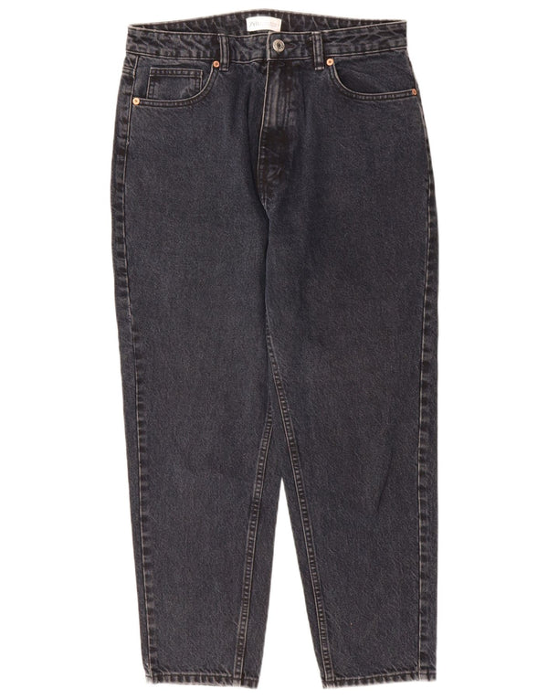 Zara Damen High Waist Tapered Jeans EU 42 Large W32 L28 Marineblau Baumwolle