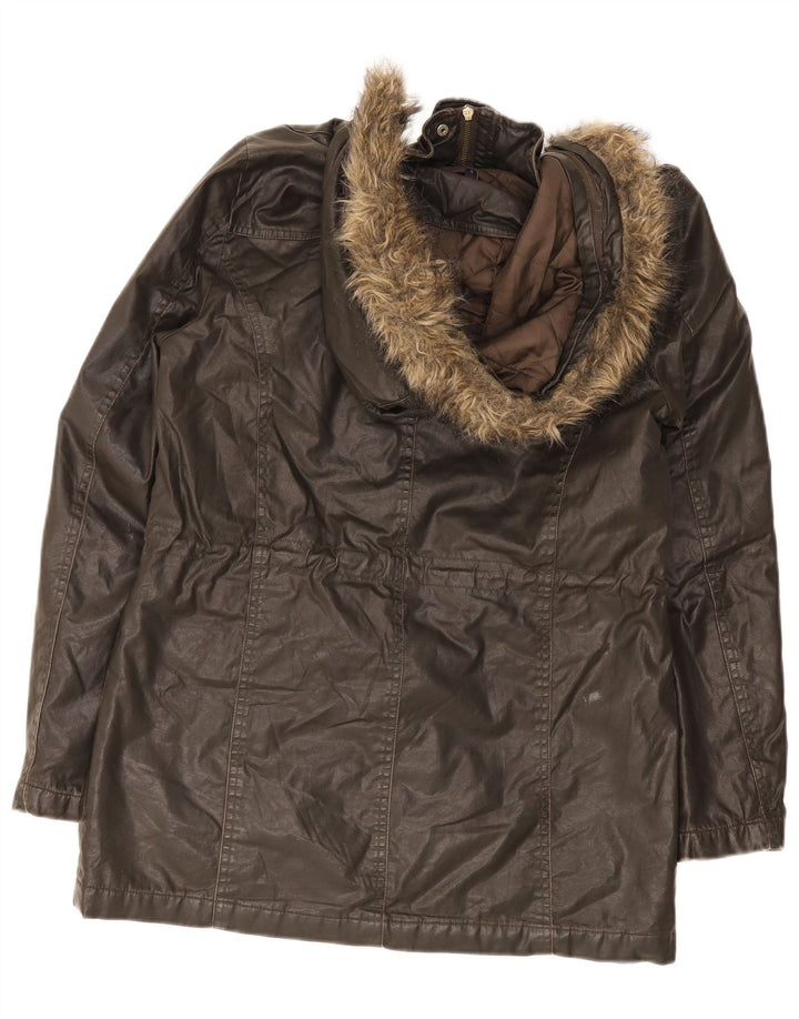 Marks & Spencer Damen-Jacke aus gewachster Baumwolle mit Kapuze, Gr. 8, Khaki