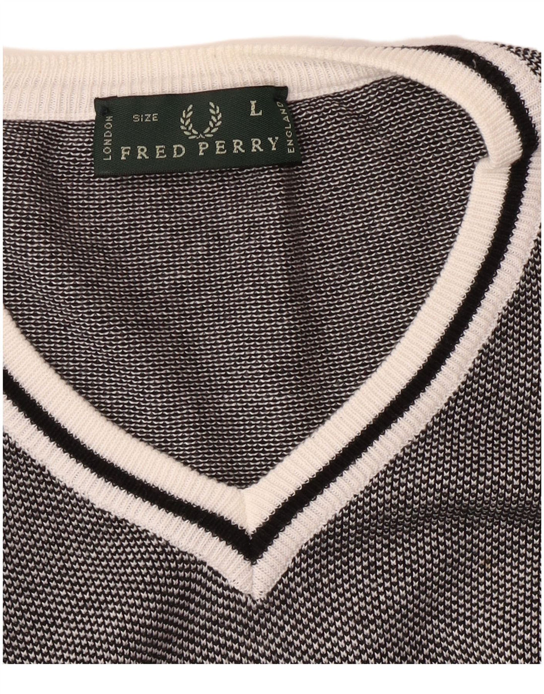 Fred Perry Herren-Pullover mit V-Ausschnitt, groß, Schwarz, Farbblock