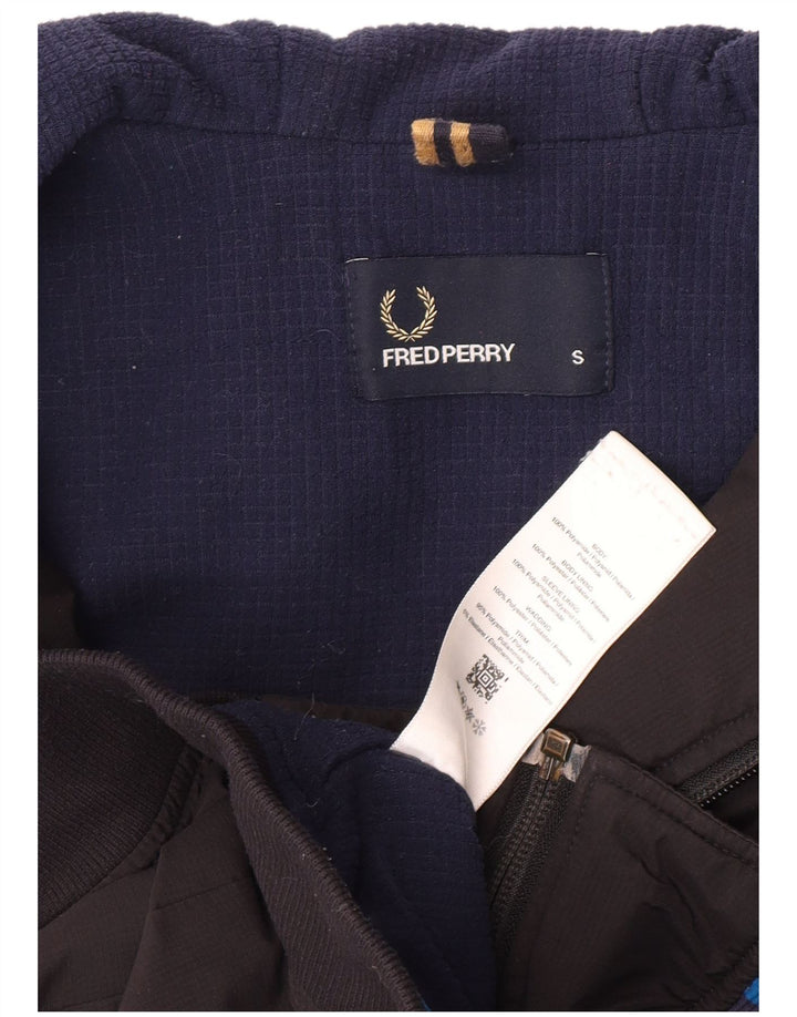 Fred Perry Herren Bomberjacke mit Kapuze UK 36 Small Schwarz Polyamid