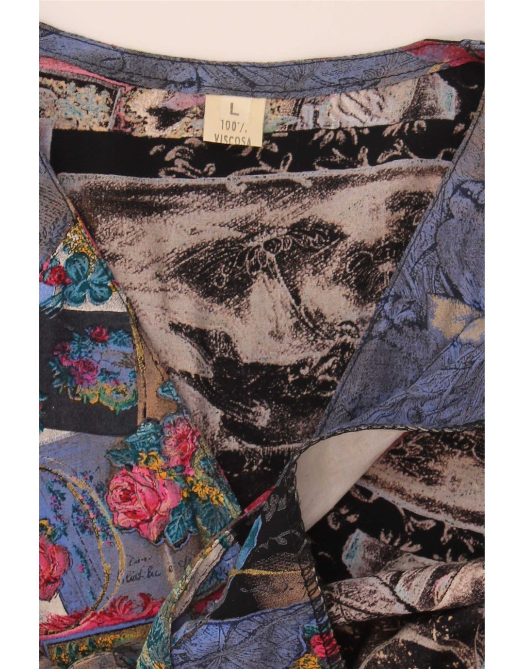 Vintage Damen Hemdbluse UK 16 Großes mehrfarbiges Patchwork