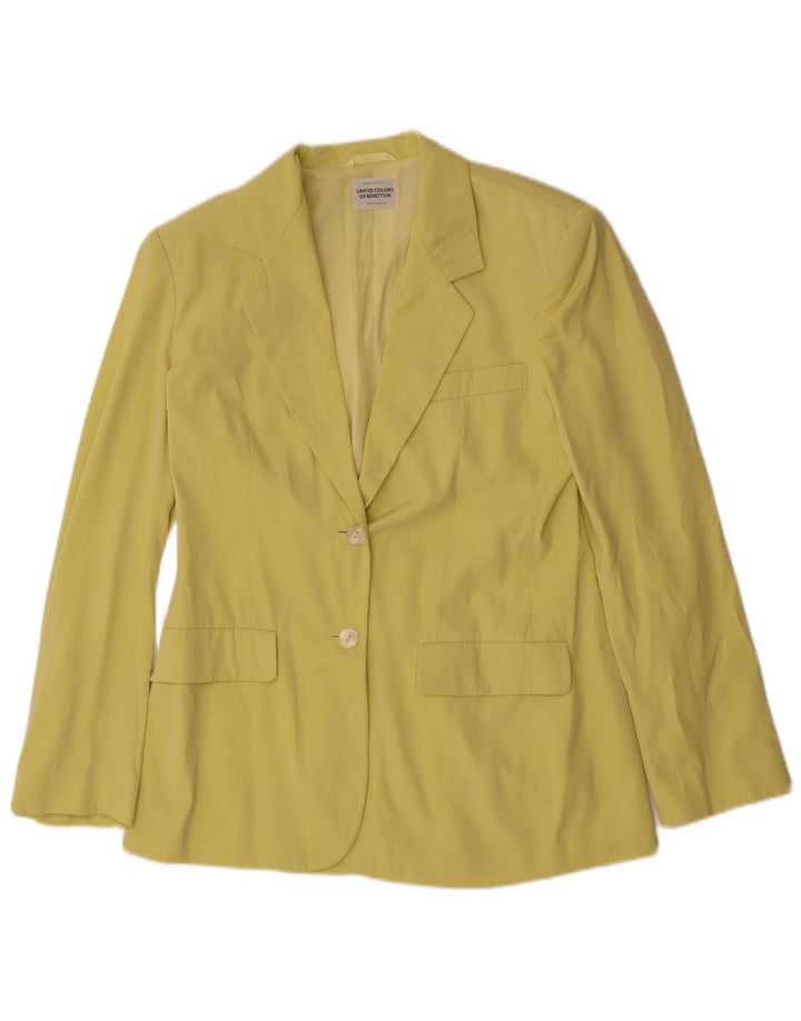 Benetton Damen 2-Knopf-Blazerjacke IT 44 Mittelgrünes Polyester