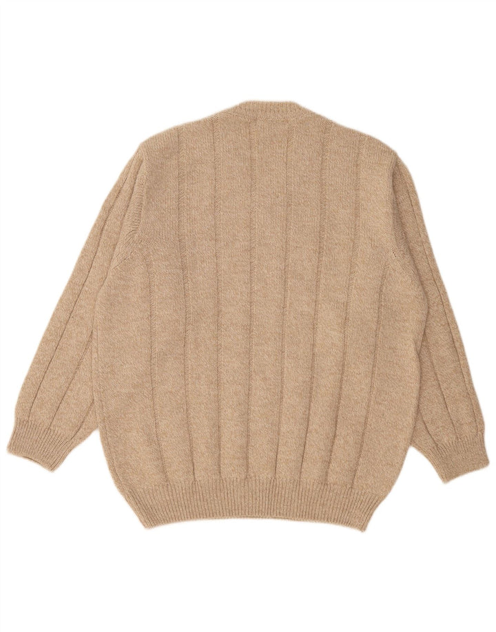 Gioferrari Herren-Pullover mit V-Ausschnitt IT 54 XL Beige Wolle