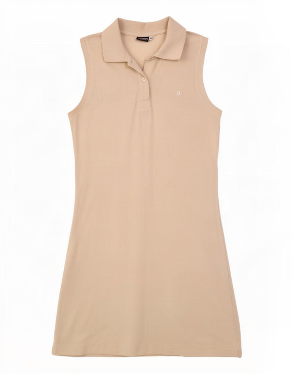 Invicta Womens Sleeveless Polo Dress UK 12 Medium Off White Cotton