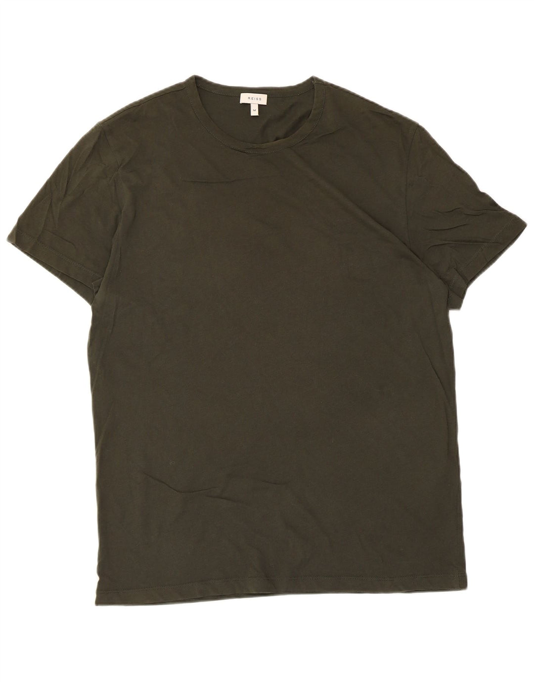 Reiss Herren-T-Shirt-Oberteil aus mittlerer Khaki-Baumwolle