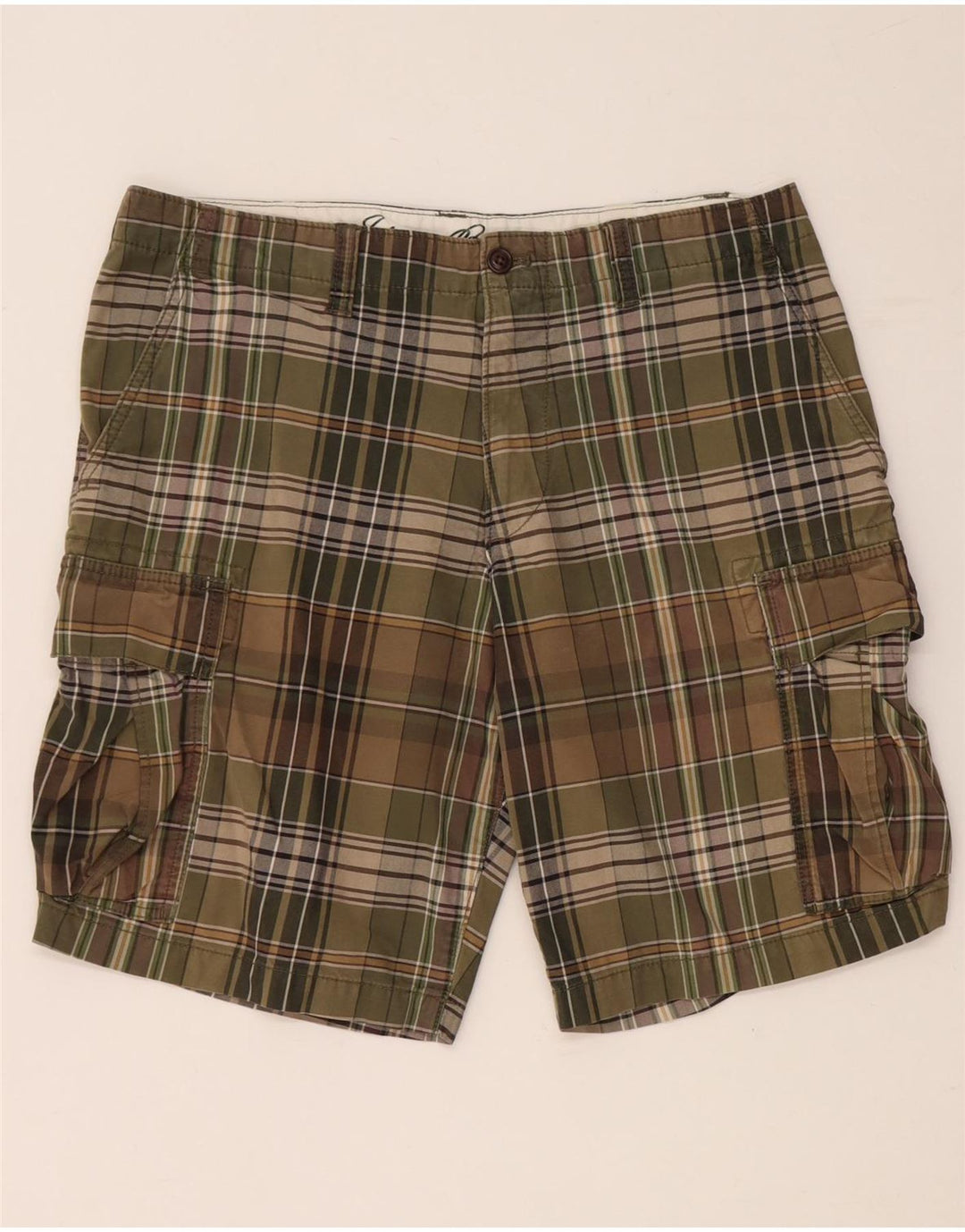 EDDIE BAUER Herren Cargo-Shorts W35, große Khaki-Karo-Baumwolle