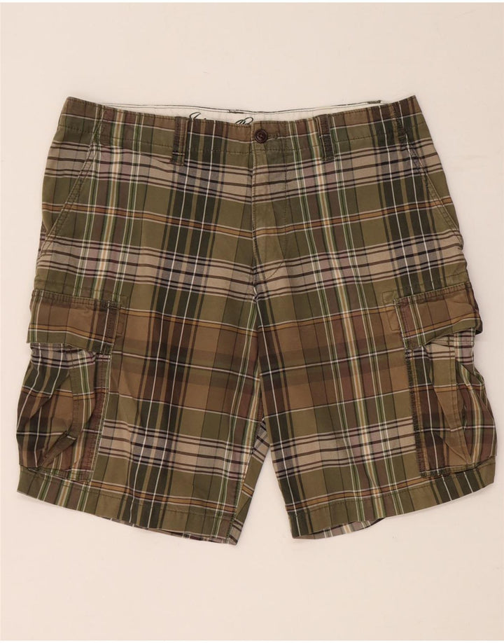 EDDIE BAUER Herren Cargo-Shorts W35, große Khaki-Karo-Baumwolle