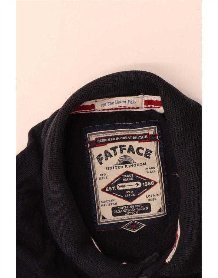 Fat Face Herren-Langarm-Poloshirt aus mittelblauer Baumwolle