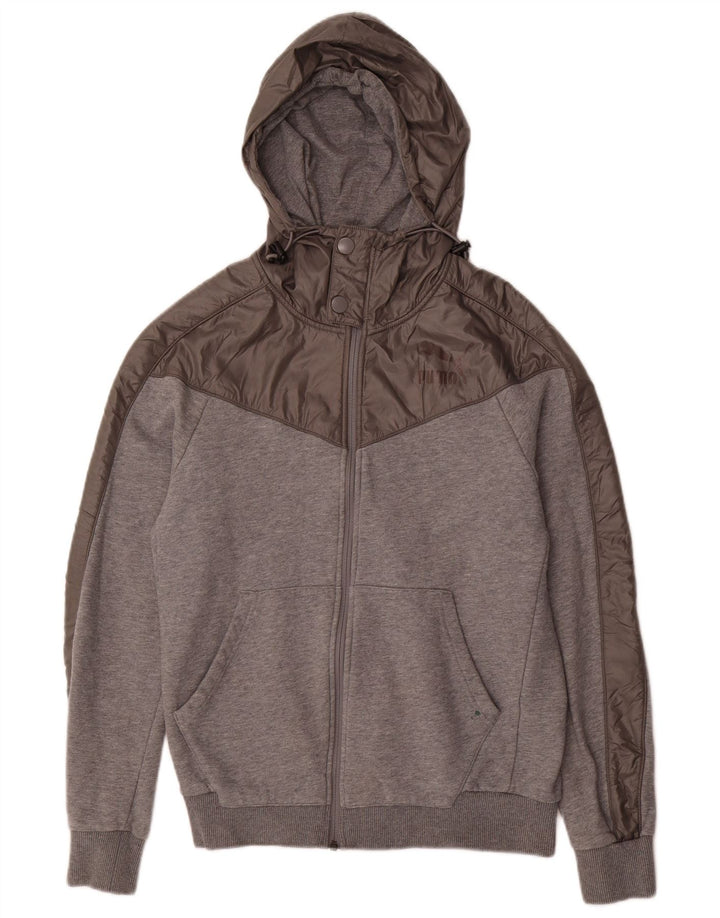 Puma Herren-Kapuzenpullover mit Reißverschluss, klein, graue Baumwolle