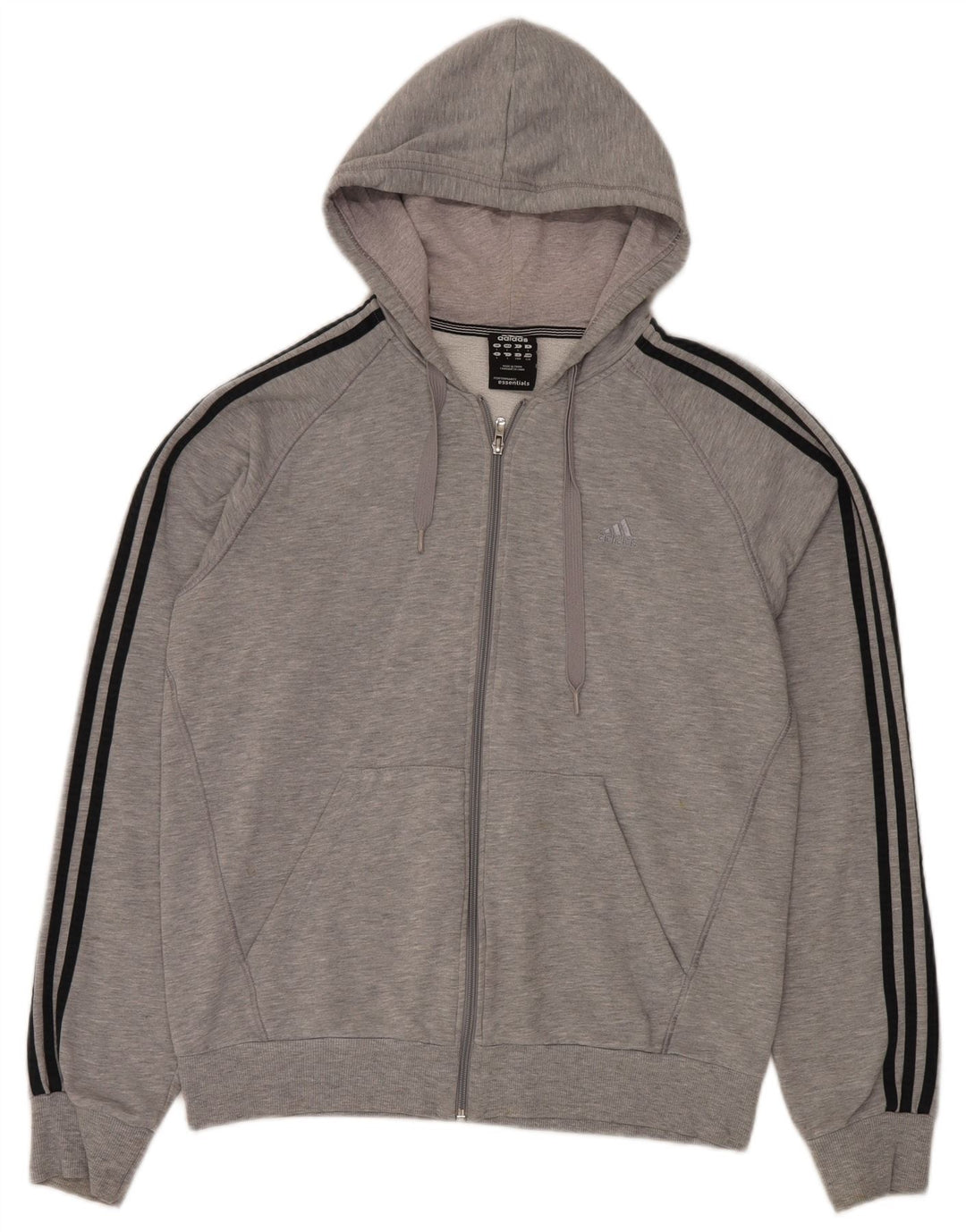 Adidas Herren-Kapuzenpullover mit Reißverschluss, groß, grau gefleckte Baumwolle