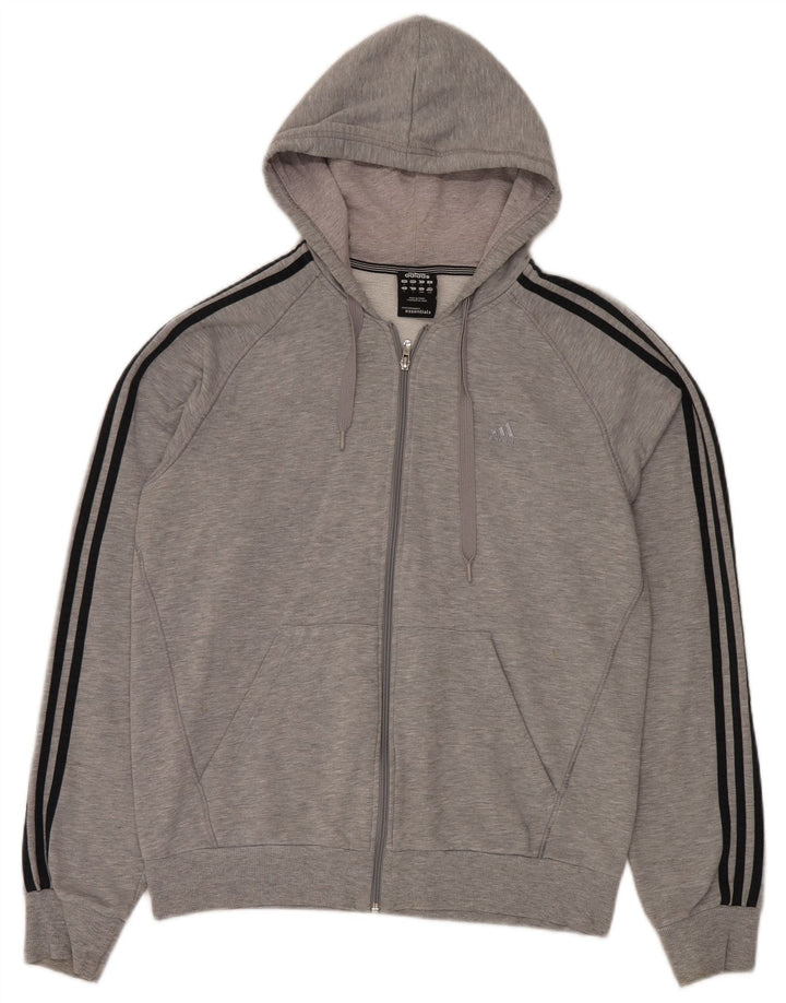 Adidas Herren-Kapuzenpullover mit Reißverschluss, groß, grau gefleckte Baumwolle