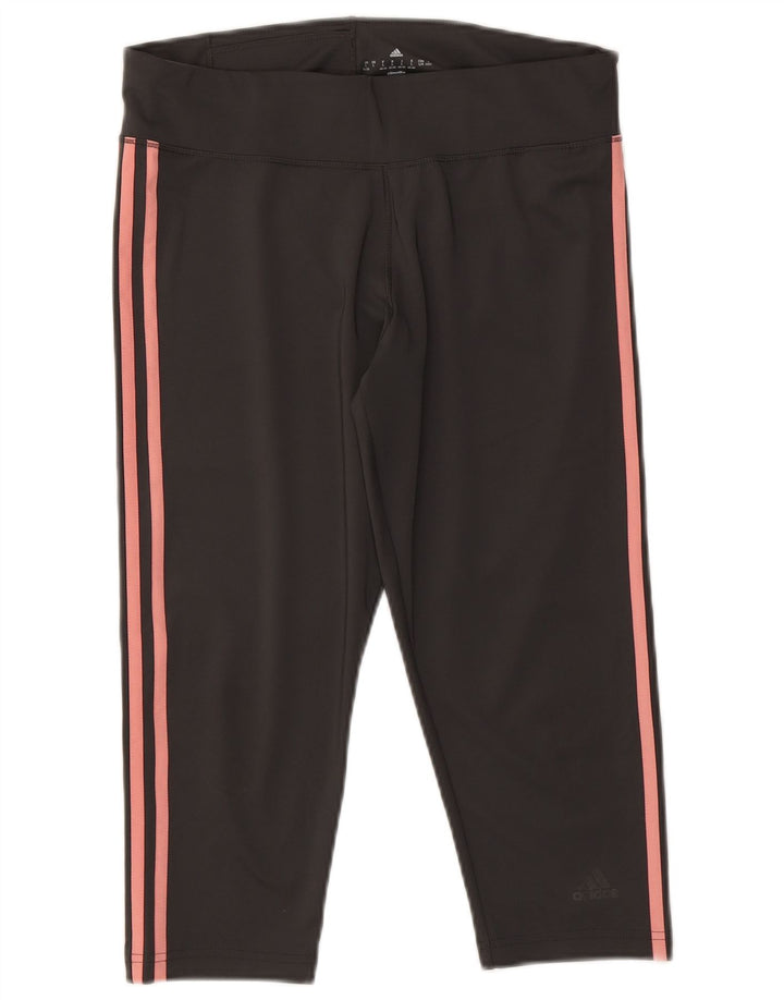 Adidas Damen Climalite Capri Leggings UK 16/18 Large Grau Polyester