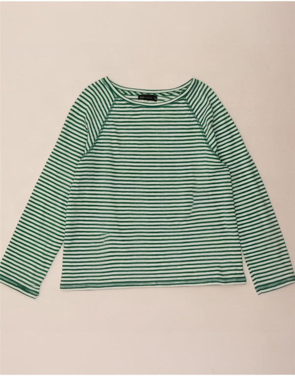 Marks & Spencer Damen Top Langarm UK 18 XL grün gestreift Baumwolle