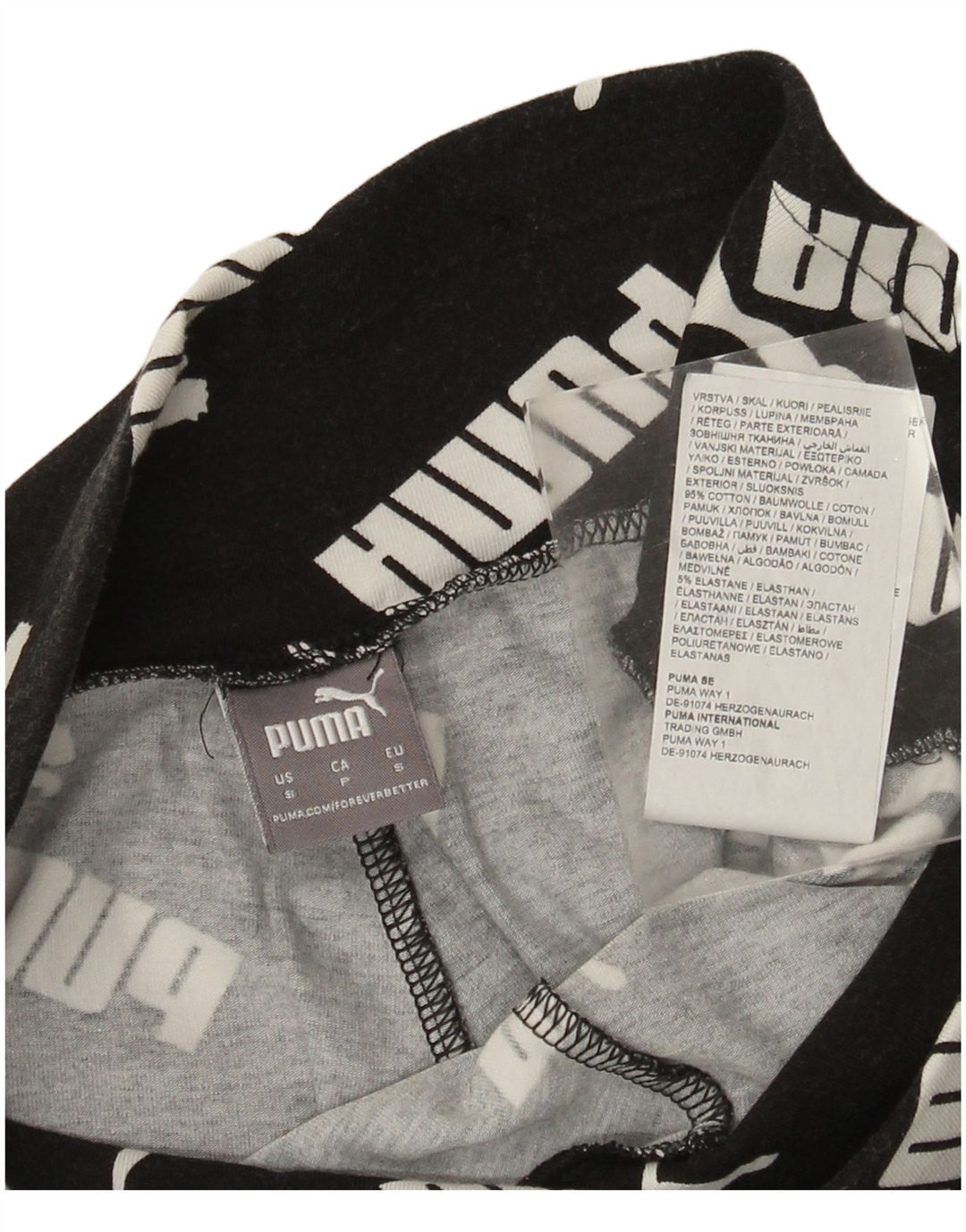 Puma Womens Graphic Leggings UK 10 Small Schwarz Baumwolle