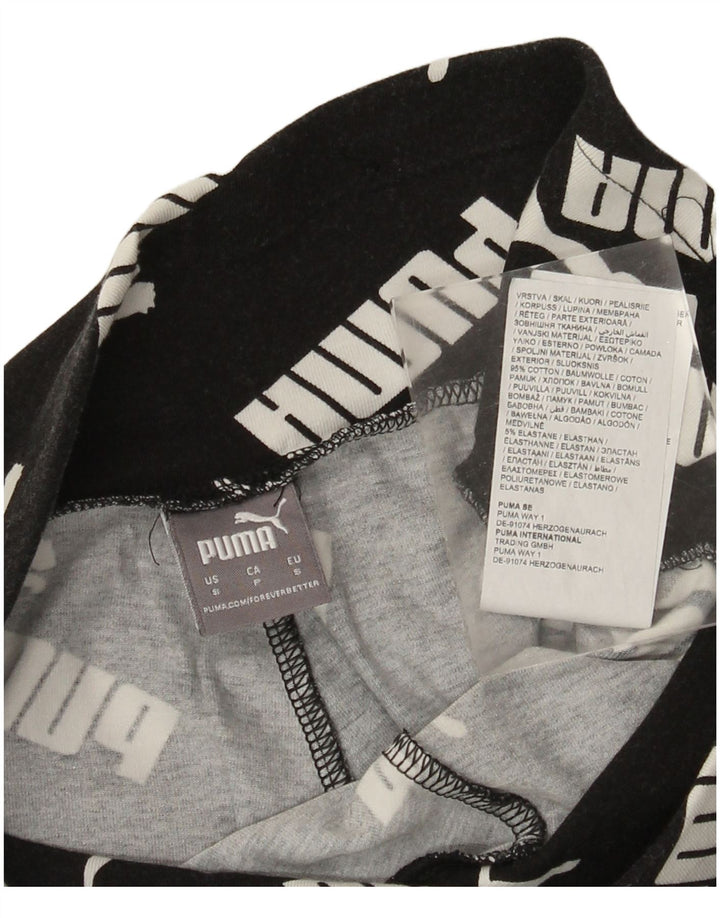 Puma Womens Graphic Leggings UK 10 Small Schwarz Baumwolle