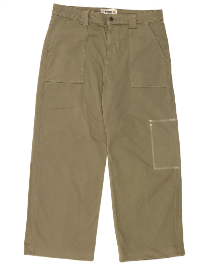 FAT FACE Damen-Cargohose mit weitem Bein, UK 16, Größe L W36 L29, Khaki, Baumwolle