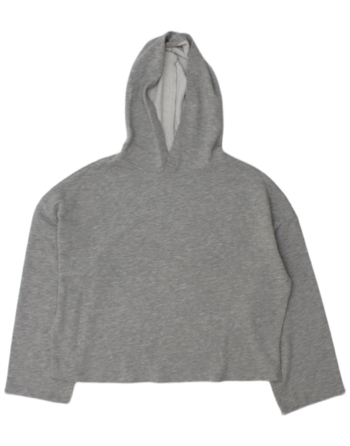 Zara Damen Übergroßer Kapuzenpullover UK 14 Mittelgraues Polyester