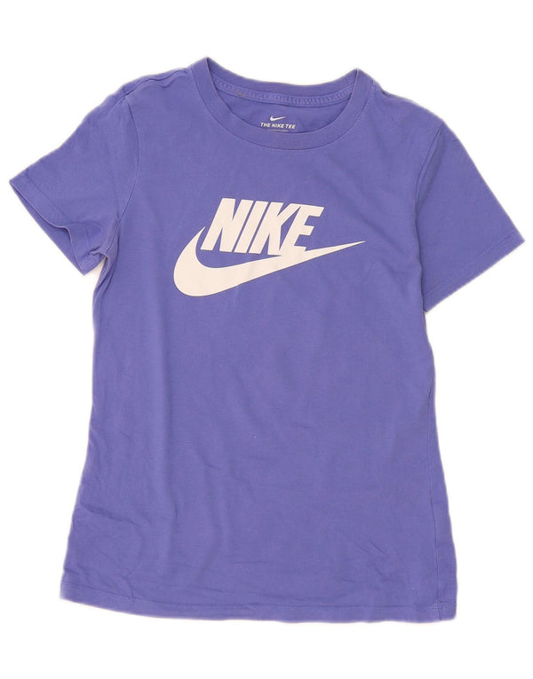Nike Damen Grafik T-Shirt Top UK 6 XS Lila Baumwolle