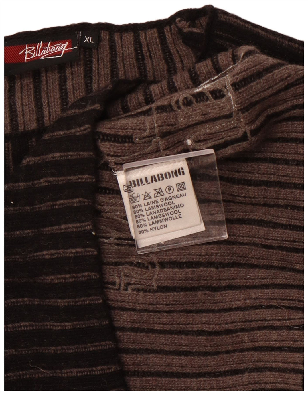 Billabong Damen-Pullover mit U-Boot-Ausschnitt, Gr. 18, XL, schwarz gestreift, Lammwolle