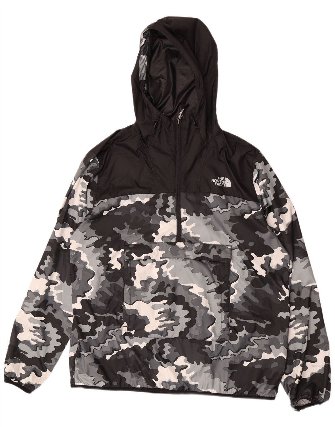 The North Face Herren Kapuzenpullover Regenjacke UK 42 XL Schwarz Camouflage