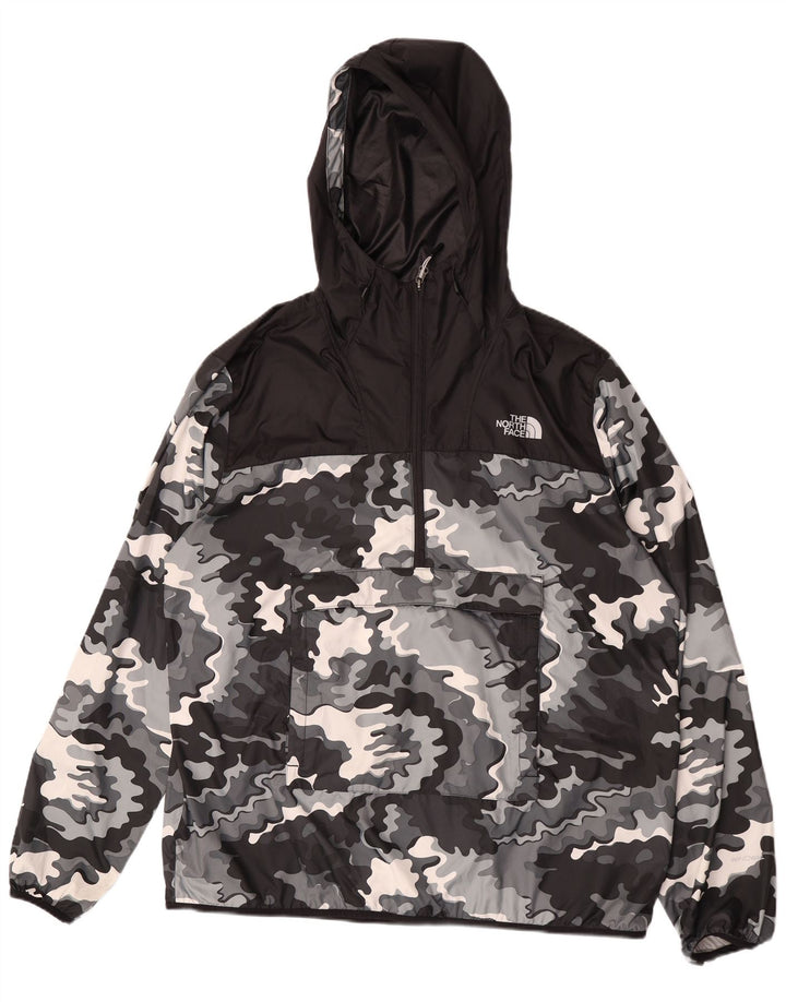 The North Face Herren Kapuzenpullover Regenjacke UK 42 XL Schwarz Camouflage