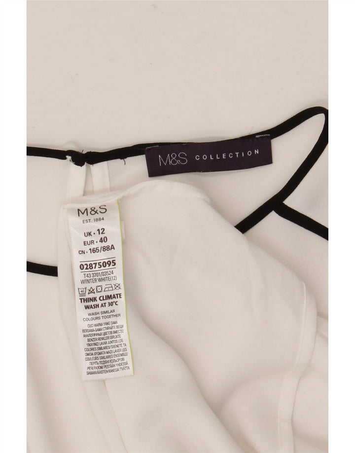 Marks & Spencer Langarm-Blusenoberteil für Damen, UK 12, Mittelweiß, Polyester