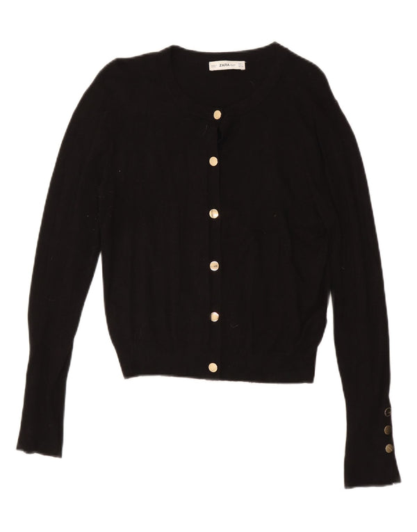 Zara Damen Crop Cardigan Pullover UK 14 Große schwarze Viskose