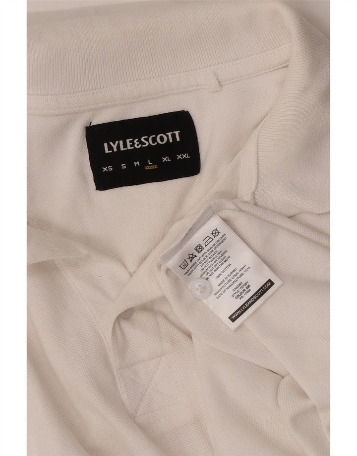 Lyle & Scott Herren-Poloshirt, groß, weiß gestreift, Baumwolle