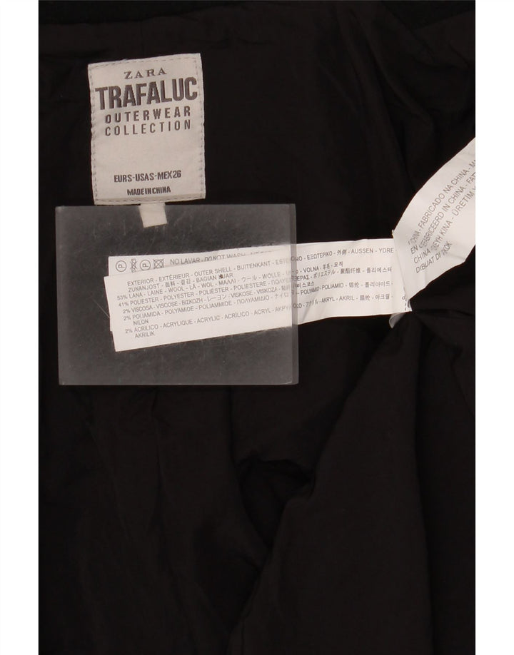 Zara Damen Mantel UK 10 Small Schwarze Wolle