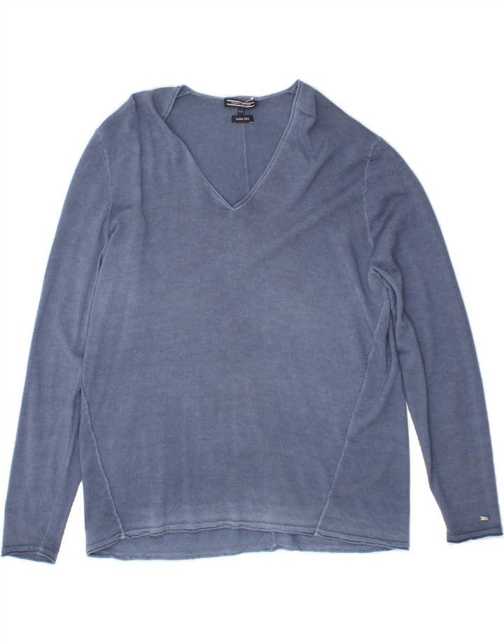 TOMMY HILFIGER Womens V-Neck Jumper Sweater 2XL Blue Wool Vintage Tommy Hilfiger and Second-Hand Tommy Hilfiger from Messina Hembry 